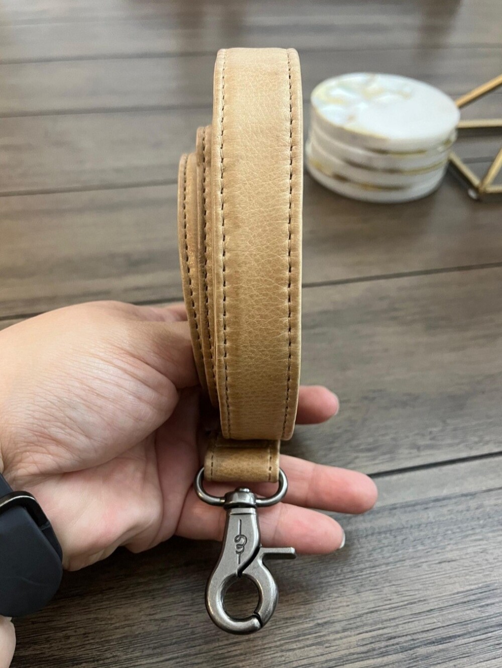Genuine Leather Shoulder Strap in Tan for Bags, 48" Length